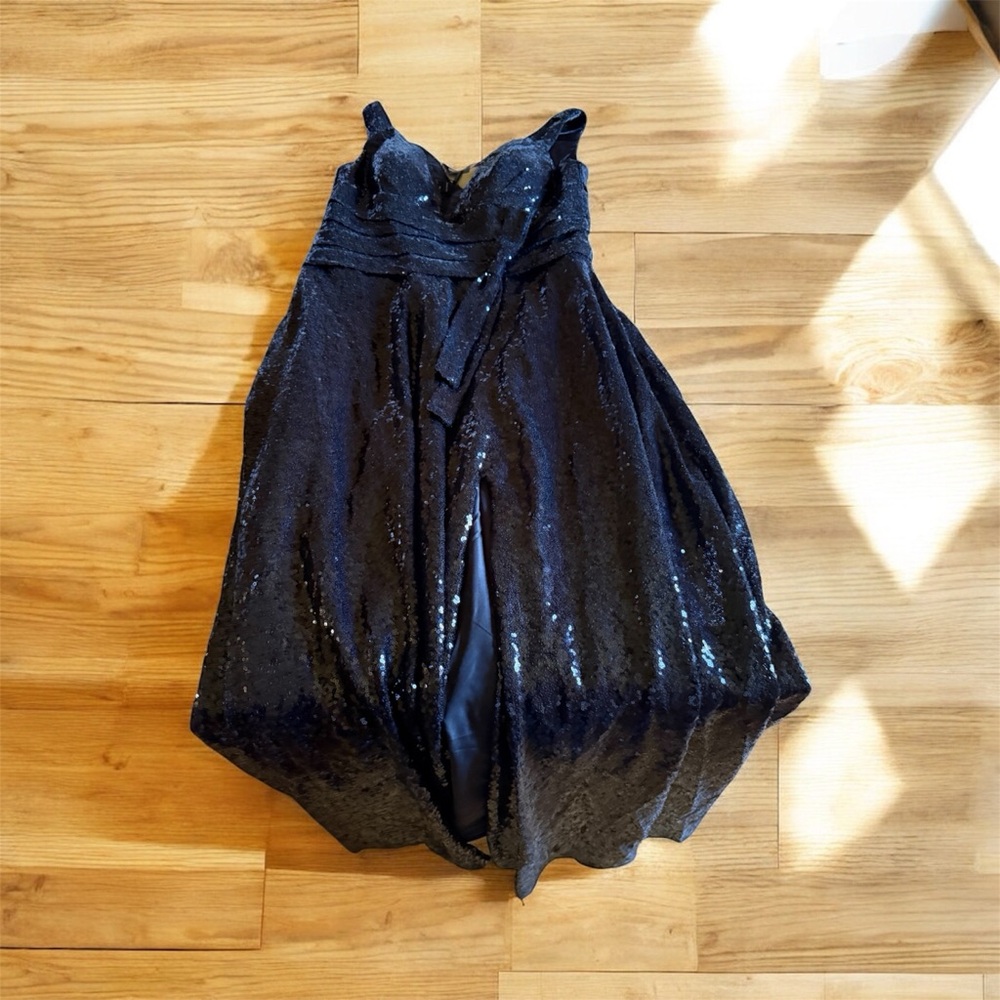 Strapless Black Sequin Cocktail Dress - Brand Unspecified